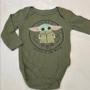 “Bundle 10/$13” Star Wars 0-3M Olive Baby Bodysuit with Yoda Character Print